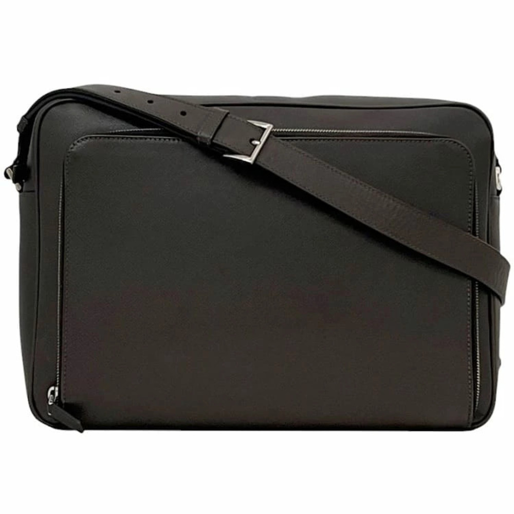 Prada Messenger Bag Brown Shoulder Saffiano Crossbody Document Business